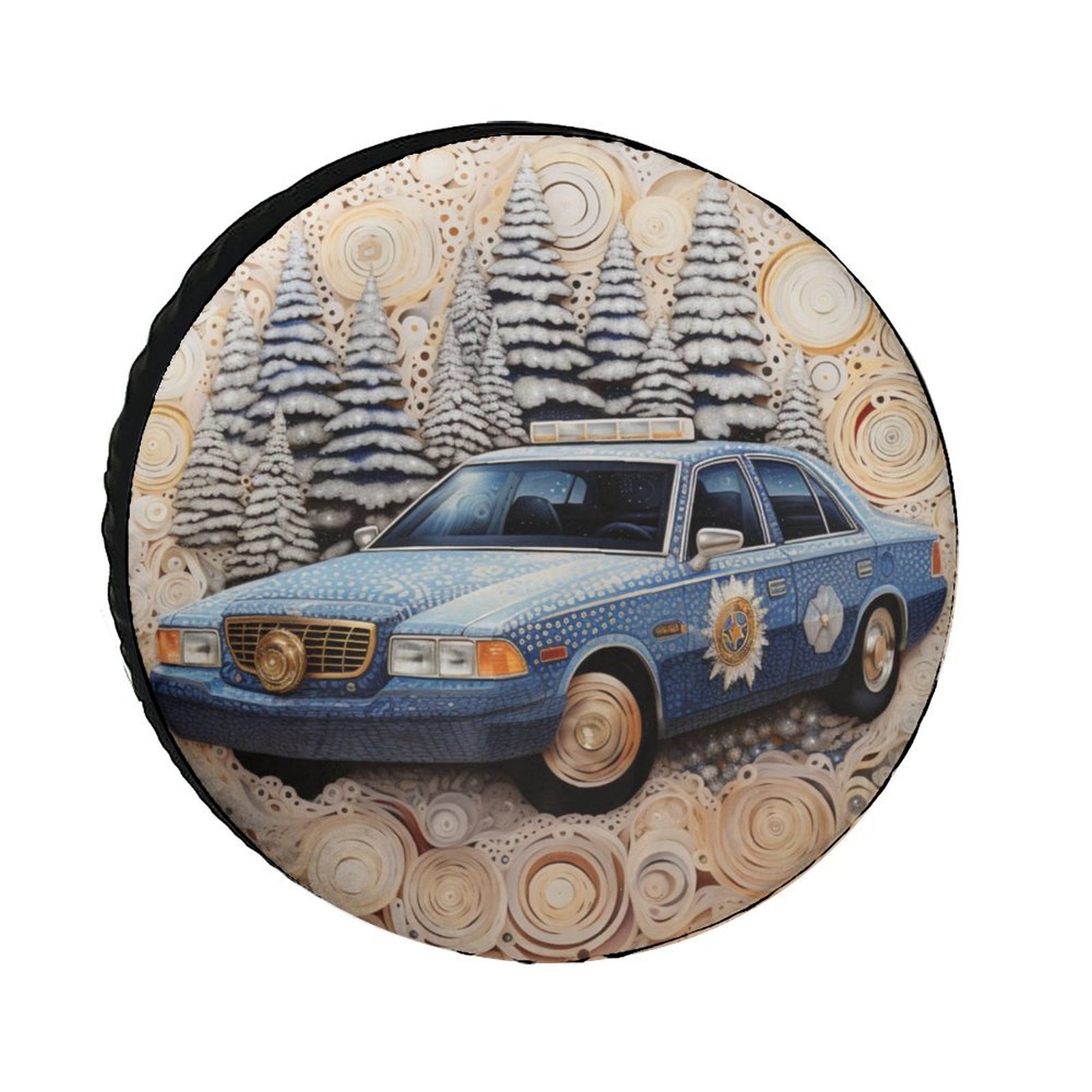 Police Car Christmas Spare Tire Cover Police Car Universal Wheel Tire ...