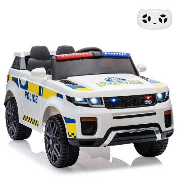 Police Car Ride on, 12V Electric Car for Kids, Battery Powered Ride-on Toys Cop Cars with Remote Control, Flashing Lights, Music for Kids 3+