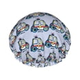 thumbnail image 1 of Police Car Shower Cap, Double Layers Shower Cap Rreusable Waterproof, Elastic Bathing Hair Hat for Women, Washable Hair Cap for All Hair Lengths, 1 of 5