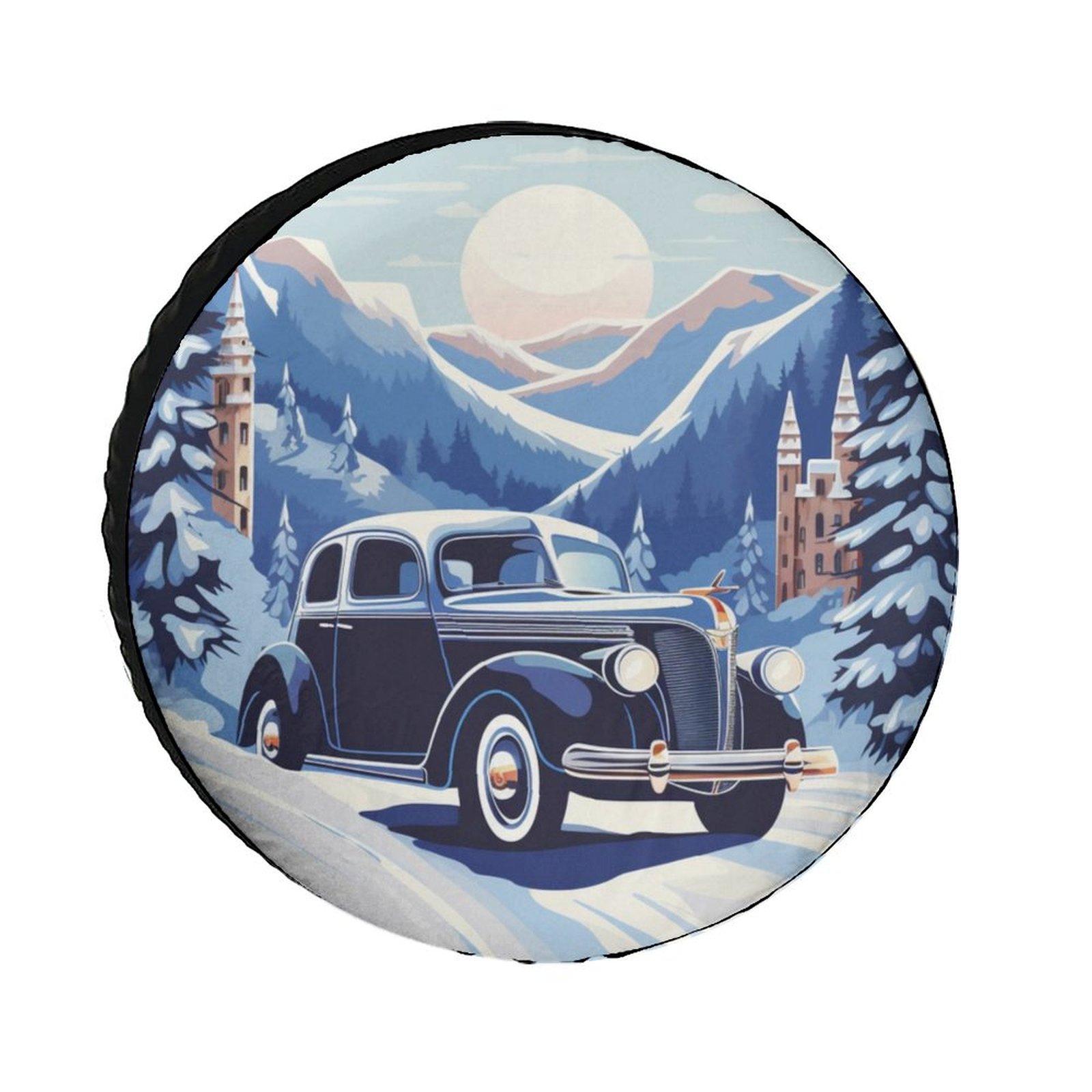 Police Car on Snowy Hill Heavy Duty Spare Tire Cover Police Gifts Wheel ...