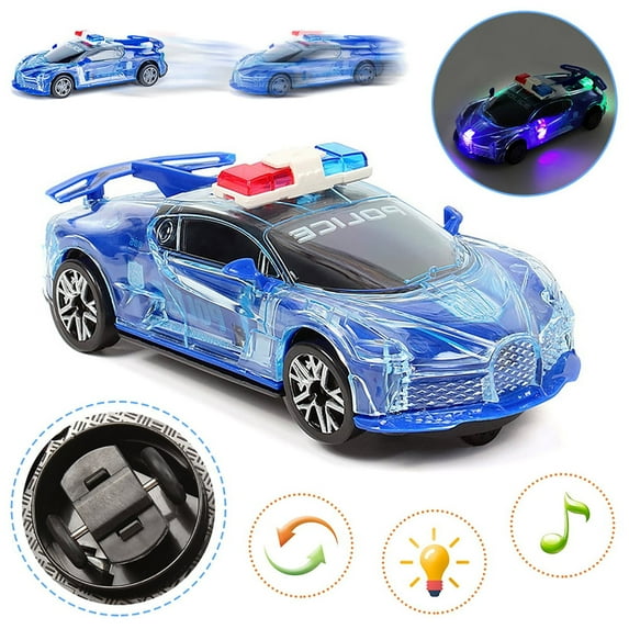 Police Car Toy Plastic Pursuit And Rescue Vehicle, With Siren And Light Effects, And Led Flashlight (2.8*6.1*2 Inches, Blue).