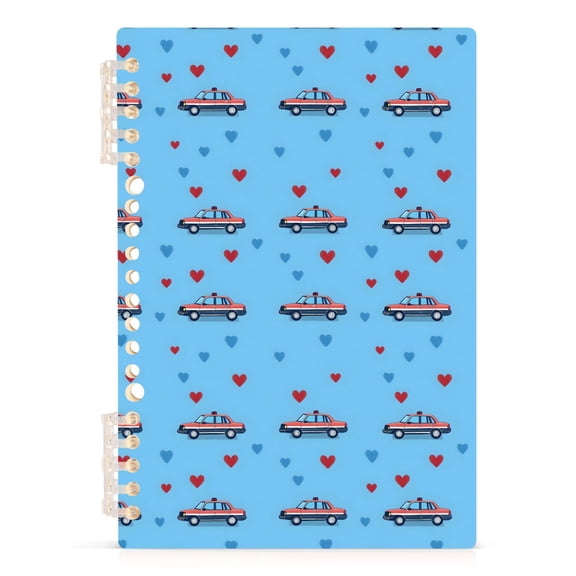 Police Cars Pattern A5 Notebook Refillable 60 Sheets Detachable Ring Binder PP Cover Journal