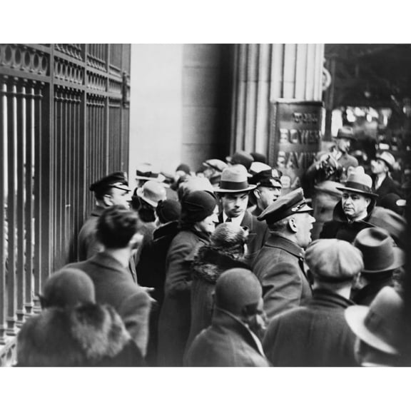 Police Control A Crowd Of Panicked Depositors Outside The Bowery Savings Of Bank Of New York City In 1933. History (