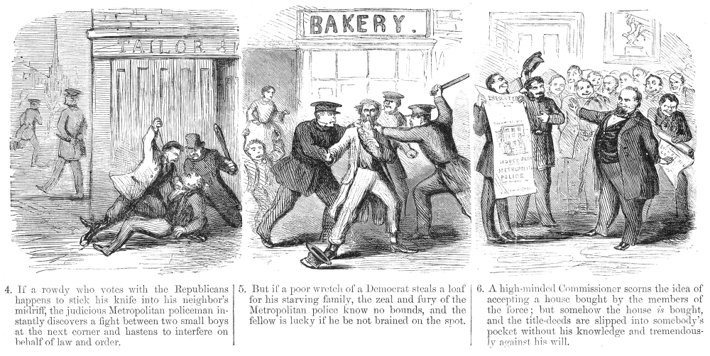 Police Corruption Cartoon. /Nan 1859 Newspaper Cartoon Comment On The Corruption And Inefficiency Of The New York City Police. Poster Print by  (18 x 24) - image 1 of 1