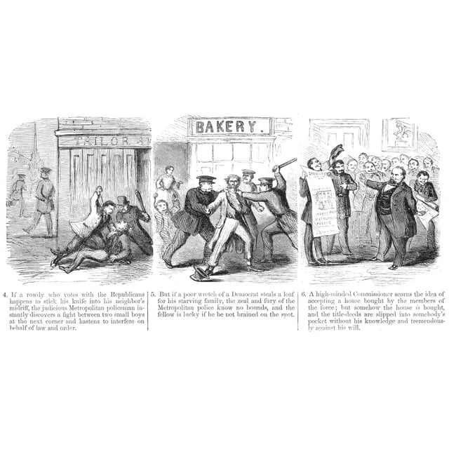 Police Corruption Cartoon. /Nan 1859 Newspaper Cartoon Comment On The Corruption And Inefficiency Of The New York City Police. Poster Print by  (18 x 24)