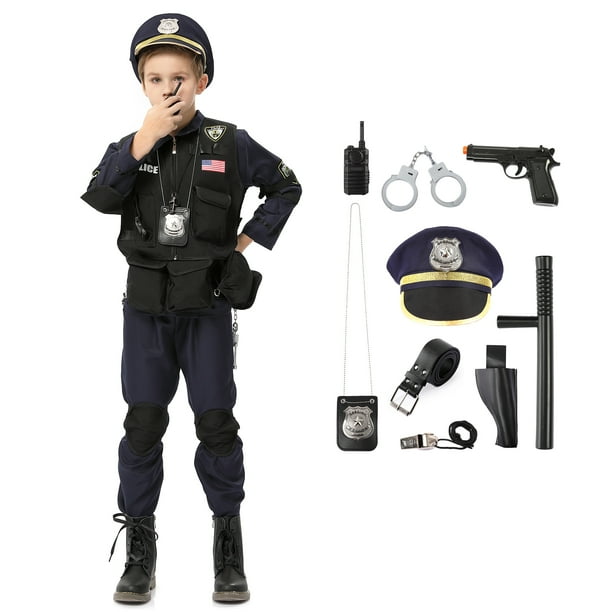 Police Costume for Boys, Halloween Police Role Play Officer Costume ...