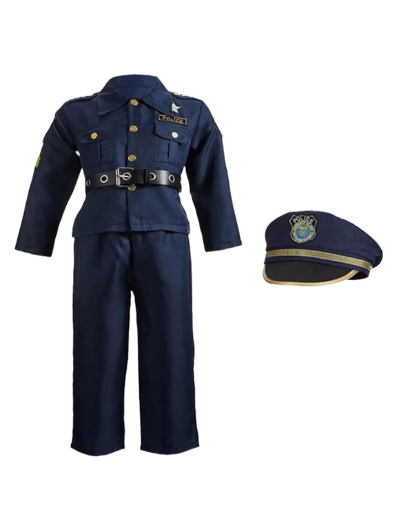 Police Costume for Kids, Role Play Dress-Up Set for 3 - 10 Years Old-Navy Blue