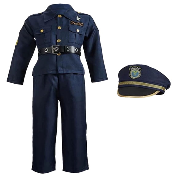 Police Costume for Kids, Role Play Dress-Up Set for 3 - 10 Years Old-Navy Blue