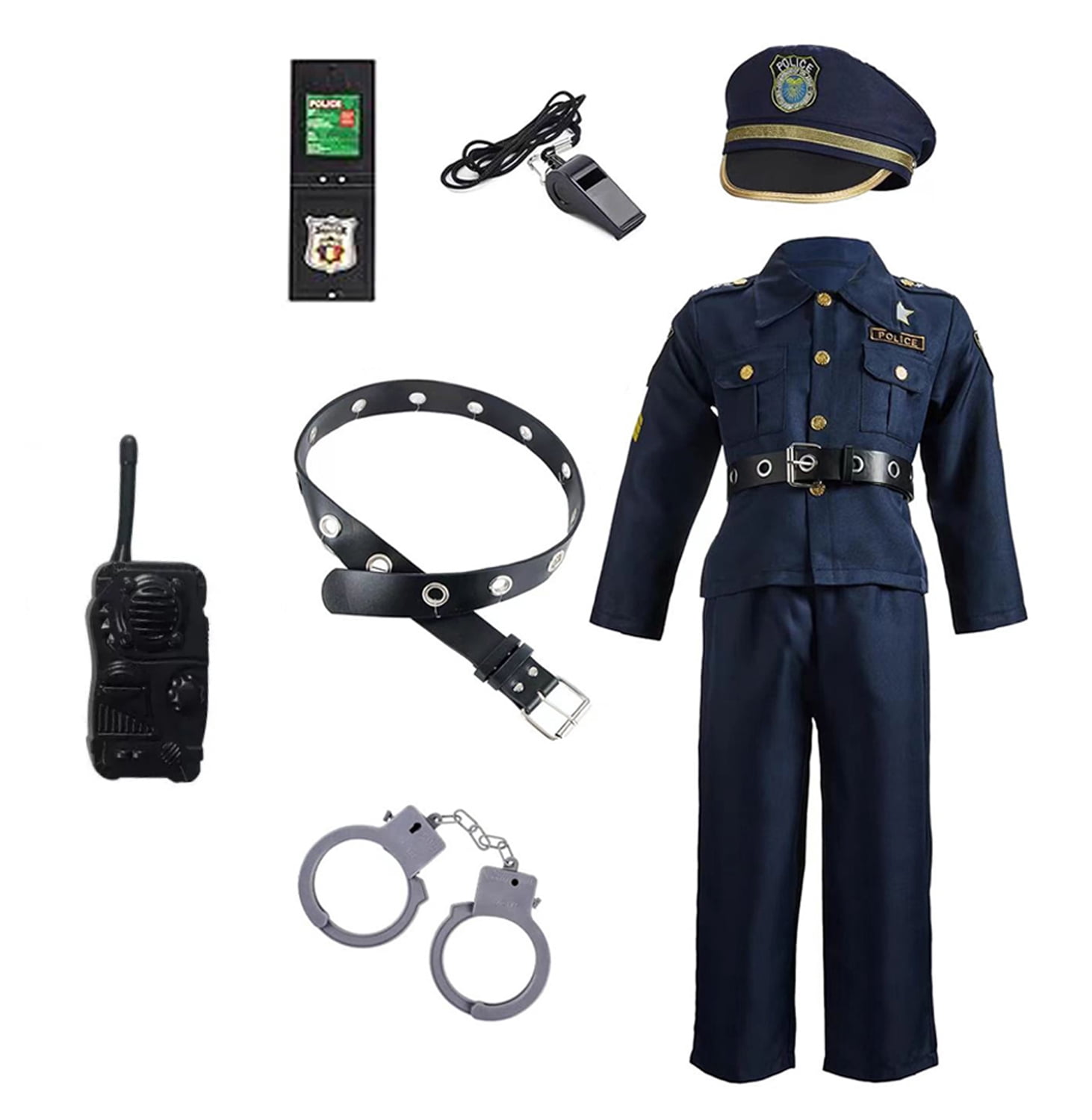 Police Costume for Kids, Role Play Dress-Up Set for 3 - 10 Years Old ...