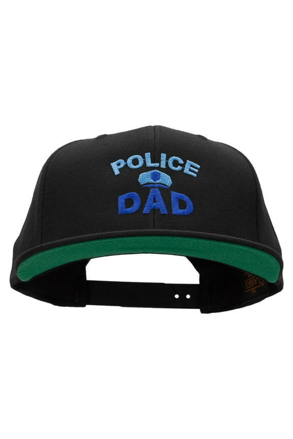 Police Dad Embroidered Wool Blend Prostyle Snapback - Black OSFM