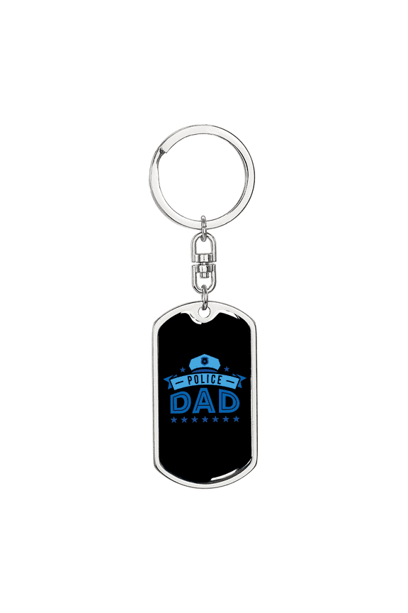 Police Dad Stainless Steel or 18k Gold Premium Swivel Dog Tag Keychain