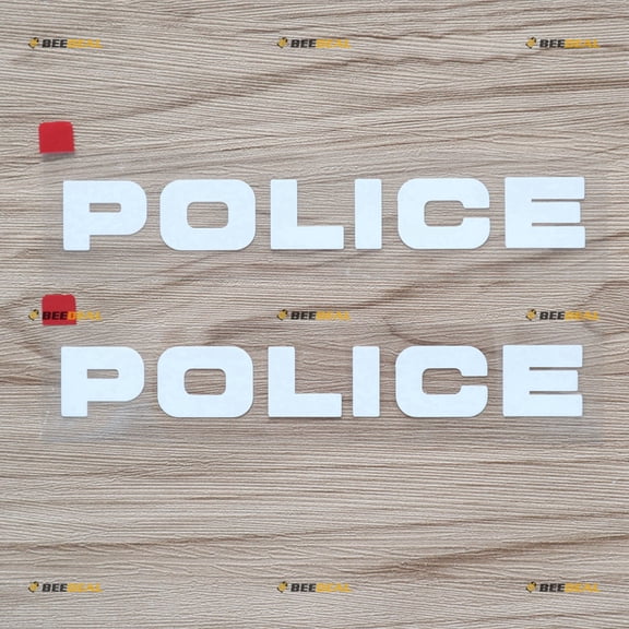 Police Decal Sticker Vinyl - 2 Pack White 8 Inches - No Background Die Cut for Car Boat Laptop