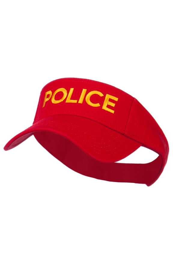 Police Embroidered Superior Garment Washed Visor - Red OSFM