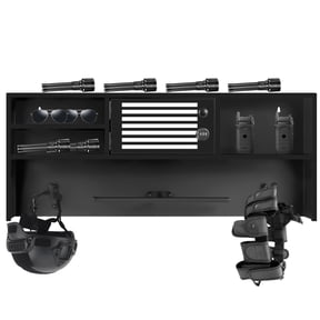 Police Equipment Rack, Wall Mounted Police Hanger, Tactical Gear Racks, Metal Black Heavy-Duty with Hooks, 140 LBS Capacity for Police Department