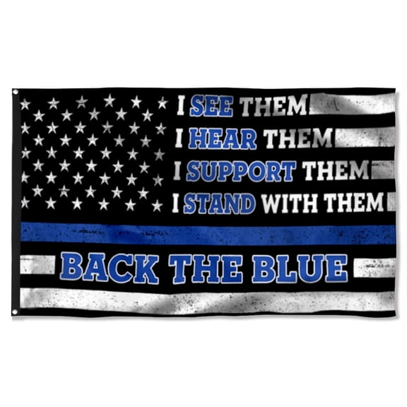 Police Flag Back The Blue American Police Grommet Flag 3x5Feet Banner with 2 Brass Grommets