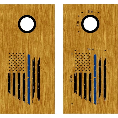 Police Flag Cornhole Board Decals - Sheriff Rescue Design FL03