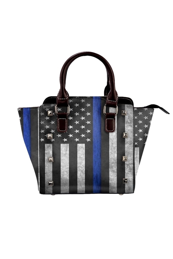 Police Flag Rivet Fashion One-Shoulder Women's Handbag Tote Bag
