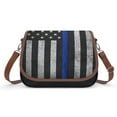 thumbnail image 1 of Police Flag Vintage Crossbody Bag for Women Medium Leather Hobo Bags Shoulder Bag Classic City Leather Satchels, 1 of 8