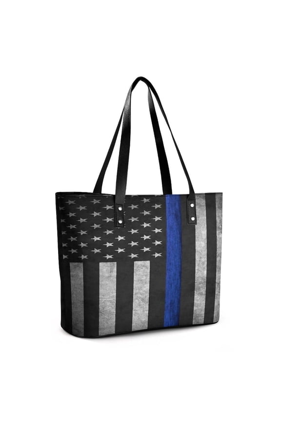 Police Flag Woman Leather Handbags Large Tote Bag Fashion Portable Handbags With Zipper