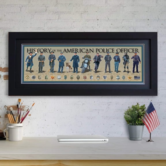 Police - Framed 2 Black Double Matted, Flat Molding 11 " x 36