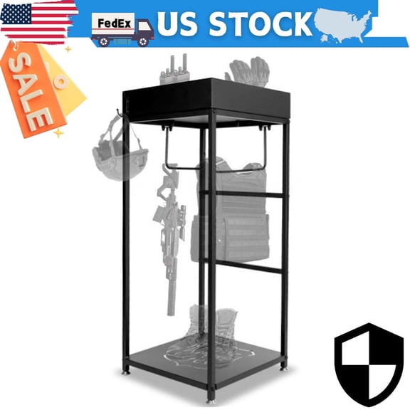 Police Gear Rack Police Hanger 3 Hooks Free-Standing Carbon Steel Rack, Black Tactical Duty Gear Rack, Decor Armor Stand Law Enforcement and Military Gear Stand for Police Gear Organization