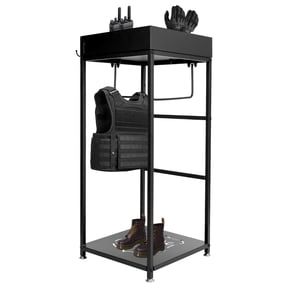 Police Gear Rack with 3 Hooks, Police Gear Stand, Frame Police Stand with Powder Coated Iron Frame for Police Office, Storage Room, Home