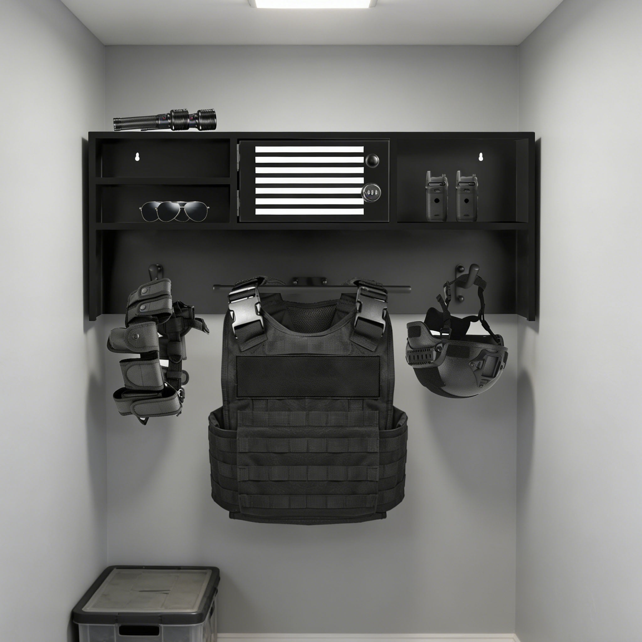 Police Gear Rack with Hooks, Heavy Duty Tactical Police Hanger, Body Armor Stand & Police Gear Stand Wall-Mounted for Duty Gear