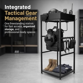 Police Gear Stand, Law Enforcement Gear Rack, Tactical Duty Gear Rack with 3 Hooks, Tactical Gear Stand Floor Standing, Police Academy Graduation Gifts, Black
