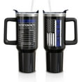 thumbnail image 1 of Police Gifts 40oz Tumbler with Handle and Lid Straw, Stainless Steel Double Walled Vacuum Insulated Cup, Police Officer Retirement Graduation Birthday Gifts for Men Boys (1PC), 1 of 7
