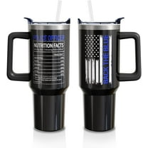 Police Gifts 40oz Tumbler with Handle and Lid Straw, Stainless Steel Double Walled Vacuum Insulated Cup, Police Officer Retirement Graduation Birthday Gifts for Men Boys (1PC)