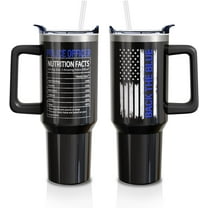 Police Gifts 40oz Tumbler with Handle and Lid Straw, Stainless Steel Double Walled Vacuum Insulated Cup, Police Officer Retirement Graduation Birthday Gifts for Men Boys (1PC)