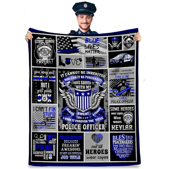 Police Gifts, Police Gifts for Men, Best Gifts for Police Officers, Police Gifts for Him Women, Police Officers Christmas Throw Blanket 50"x60"