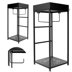 Police Hanger, Tactical Duty Gear Rack Decor, Armor Stand with 3 Hooks, Black Metal Police Gear Rack, Heavy Duty Carbon Steel Law Enforcement and Military Gear Stand for Tactical Gear Storage