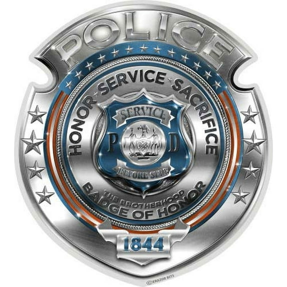 Police Honor Courage Sacrifice Badge Law Enforcement White vinyl Reflective Decal 6In