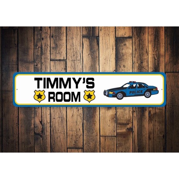 Police Kid Room Police Sign Policeman Sign Kid Police Kid Room Sign Kid Sign Kid Room Custom - Kid Room Sign - Size: 16 x 4 Inches