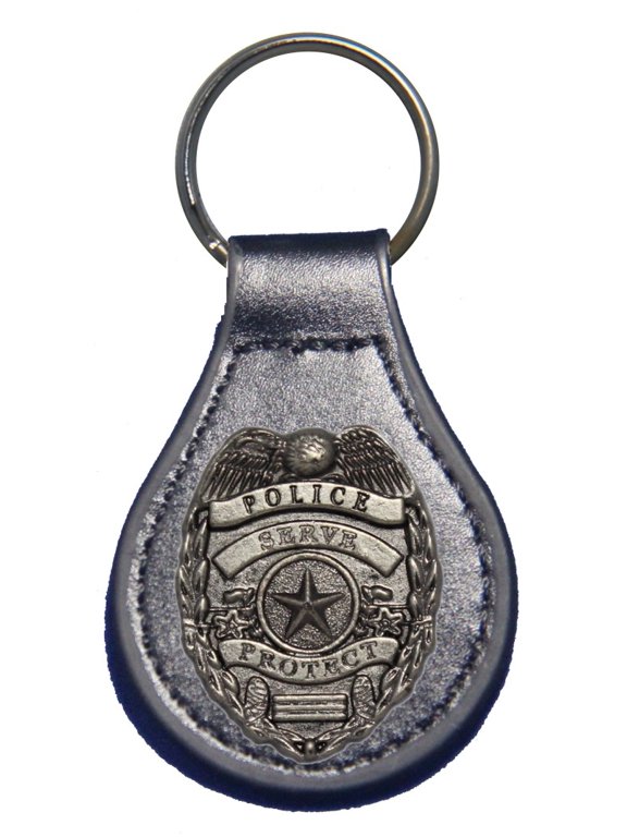 Police Law Enforcement leather key fob or keychain Black
