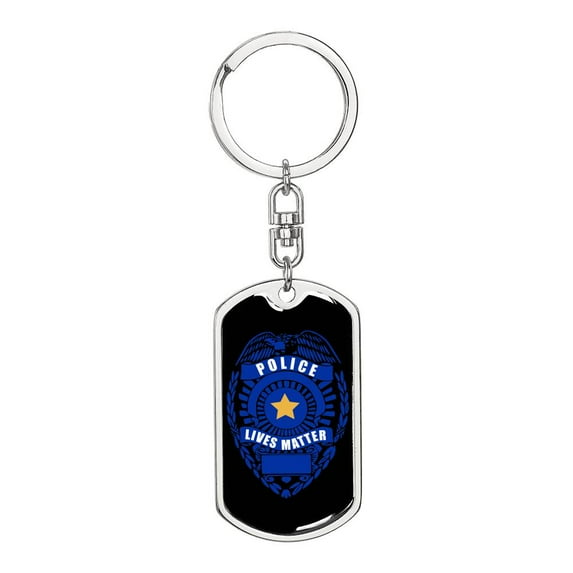 Police Lives Matter Stainless Steel or 18k Gold Premium Swivel Dog Tag Keychain