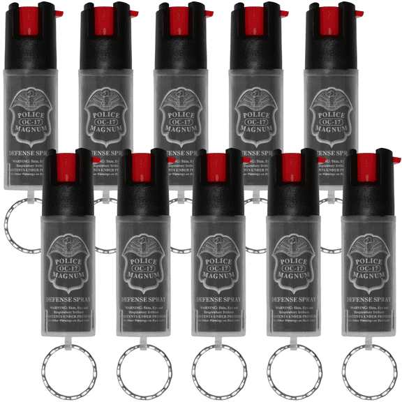 Police Magnum Mini Pepper Spray Self defense Safety, Red Twist Lock Keyring 10ct. 1/2oz