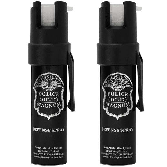 Police Magnum Night Pepper Spray Self Defense, Glow in the Dark Pocket Clips 2ct. 3/4oz