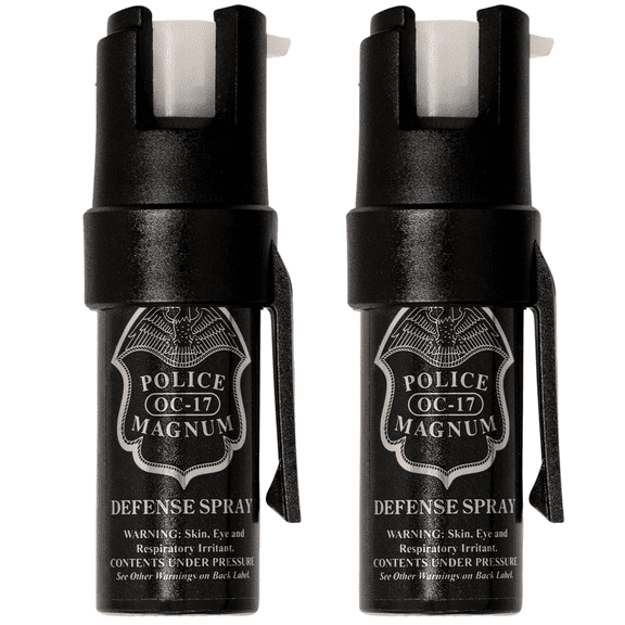 Police Magnum Night Pepper Spray Self Defense Security, Glow in the Dark Pocket Clips 2ct. 1/2oz