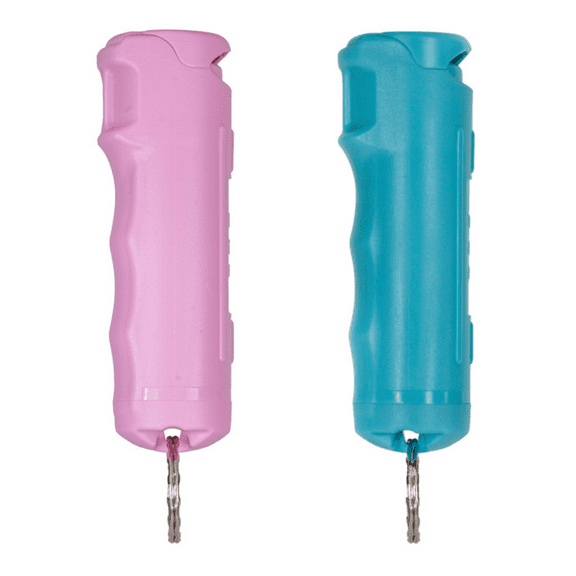 Police Magnum Pepper Spray Keychain Self defense Combo, Teal & Pink Flip Top Safety 2ct. 1/2oz
