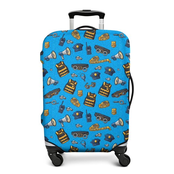 Police Cover Police and Megaphone Blue Pattern Luggage Cover,Stretch Suitcase Dust ...