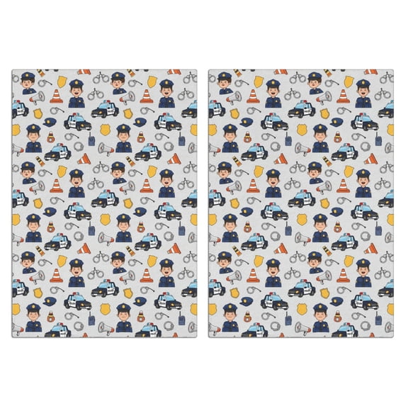 Police and Megaphone White Pattern Kitchen Towels Set Of 2, Microfiber ...