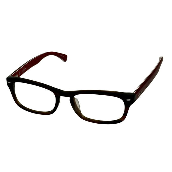 Police Men's Plastic Rectangle Eyeglass Frames, Brown Red, 53mm, 1 Pair