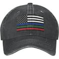 thumbnail image 1 of Police Military and Fire Thin Line American Flag Hat Adjustable Baseball Cap Dad Cap Unisex Hat Black, 1 of 7