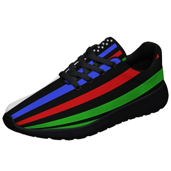 Police Military and Fire Thin Line American flag Shoes Sneakers Black Size 10.5