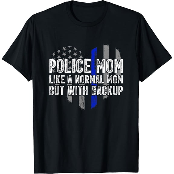 Police Mom Blue Line Flag T-Shirt