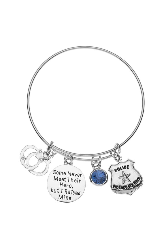 Police Mom Bracelet, Some Never Meet Their Hero, But I Raised Mine Jewelry, Police Handcuff Charm Bangle Bracelet for Women - Cop Mom Gift