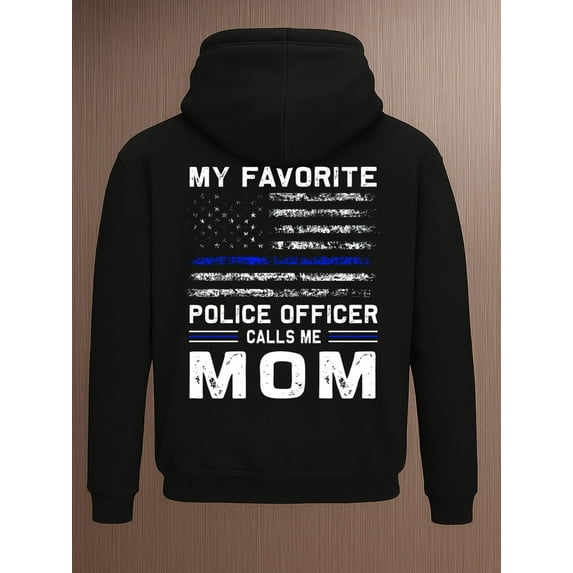 Police Mom Hoodie hoodies Veteran men polyester black Casual Solid Basic Hooded Sweatshirt Streetwear For Winter Fall, As Gifts autumn gift graphic for dad Classic Unisex hoodie
