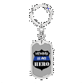 thumbnail image 1 of Police Mom Is My Hero Badge Stainless Steel or 18k Gold Premium Swivel Dog Tag Keychain, 1 of 10